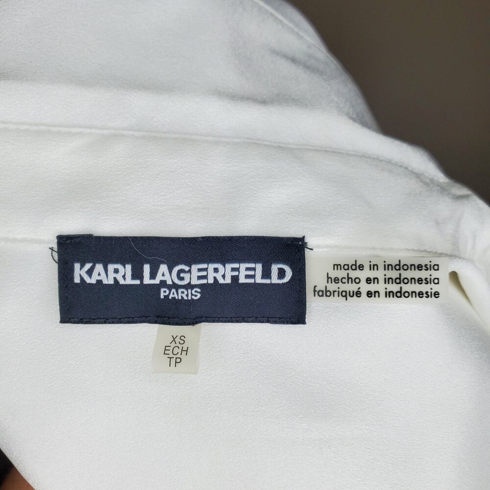 Karl Lagerfeld White Bell Sleeve Blouse XS - Picture 6 of 8